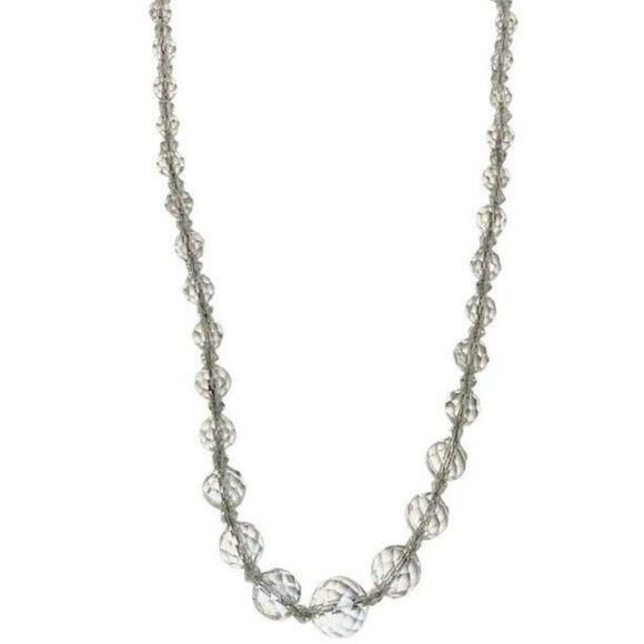 Vintage Crystal Glass Faceted Graduated Beaded Silver Tone Women’s Necklace 18” - Picture 2 of 7